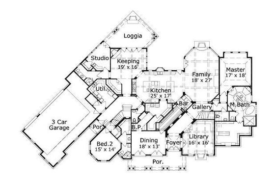 Floor Plan - Main Floor for European House Plan #411-541 - 5 bed, 5.5 bath