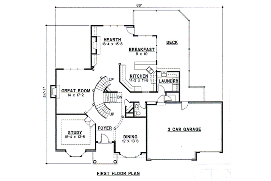 Floor Plan - Main Floor for European House Plan #67-156 - 4 bed, 4 bath