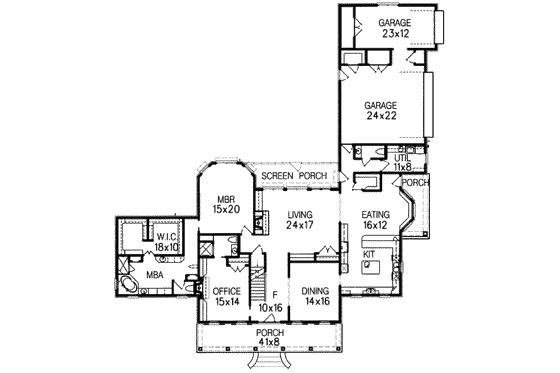 Floor Plan - Main Floor for Southern House Plan #15-238 - 5 bed, 4.5 bath