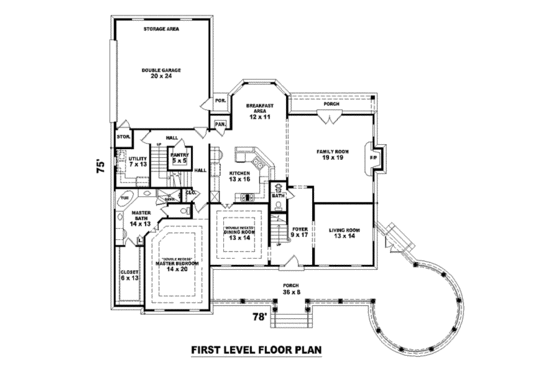 Floor Plan - Main Floor for European House Plan #81-1568 - 4 bed, 4 bath