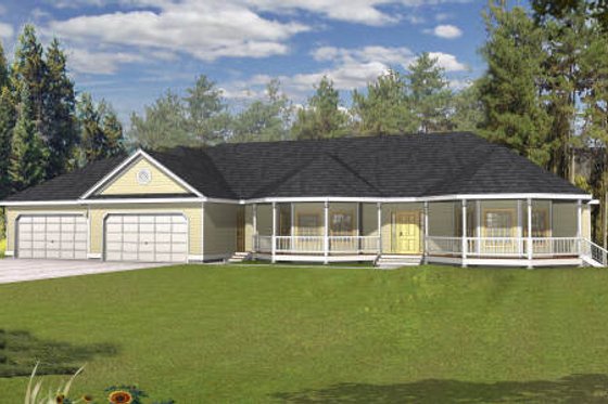 Exterior - Front Elevation for Ranch House Plan #112-152 - 4 bed, 3.5 bath