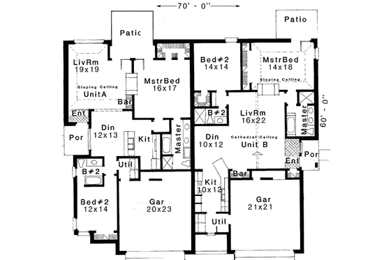 Floor Plan - Main Floor for European House Plan #310-104 - 2 bed, 2 bath