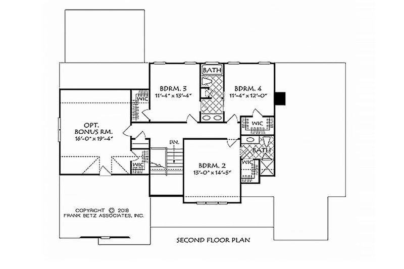 Dream House Plan - Floor Plan - Upper Floor 1 for Farmhouse House Plan #927-987 - 3 bed, 3.5 bath