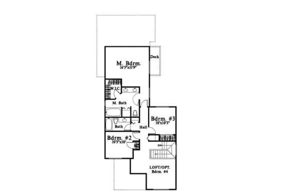 Floor Plan - Upper Floor for Traditional House Plan #78-215 - 3 bed, 2.5 bath