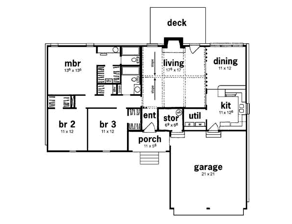 House Design - Ranch Floor Plan - Main Floor Plan #36-109