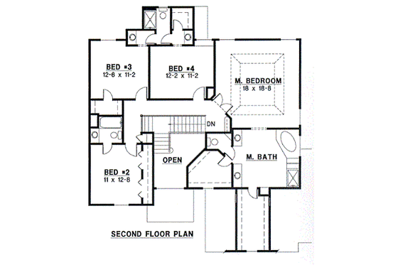Floor Plan - Upper Floor for Traditional House Plan #67-167 - 4 bed, 4 bath