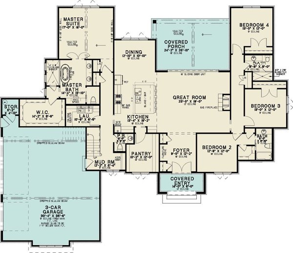 Home Plan - Floor Plan - Main Floor for European House Plan #923-517 - 4 bed, 3.5 bath