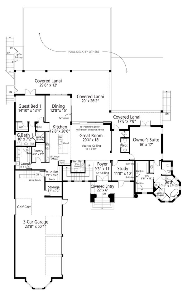 Mediterranean Floor Plan - Main Floor Plan #938-151