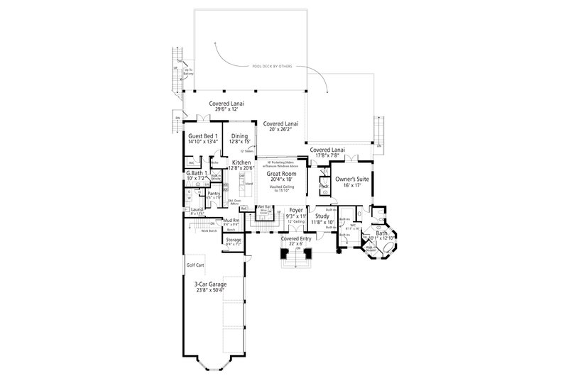 Architectural House Design - Floor Plan - Main Floor for Mediterranean House Plan #938-151 - 5 bed, 4.5 bath