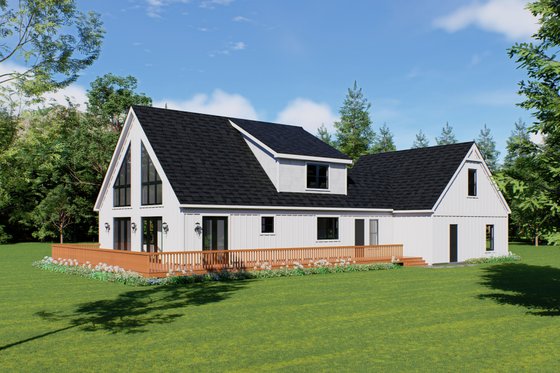 Exterior - Rear Elevation for Farmhouse House Plan #932-1427 - 3 bed, 2 bath