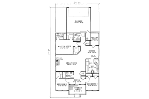Southern Style House Plan - 3 Beds 2 Baths 1442 Sq/Ft Plan #17-1055 ...