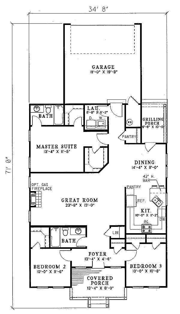 Southern Floor Plan - Main Floor Plan #17-1055