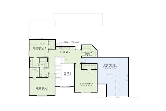 Floor Plan - Upper Floor for Traditional House Plan #17-411 - 5 bed, 2.5 bath