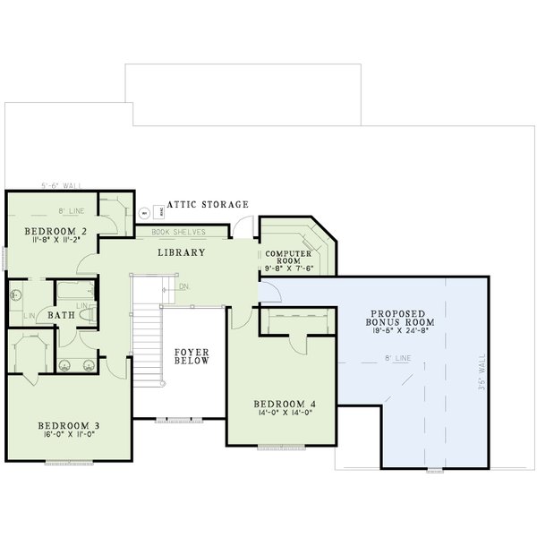 Traditional Floor Plan - Upper Floor Plan #17-411