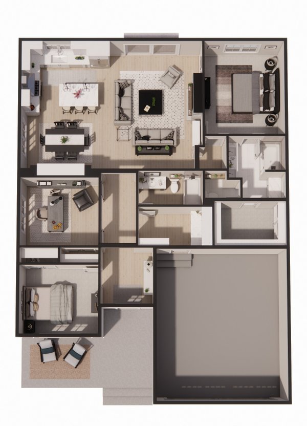 House Plan Design - Floor Plan - Main Floor 1 for Craftsman House Plan #51-1531 - 3 bed, 2 bath