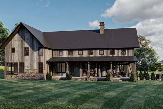 Exterior - Rear Elevation 1 for Barndominium House Plan #455-249 - 4 bed, 3.5 bath