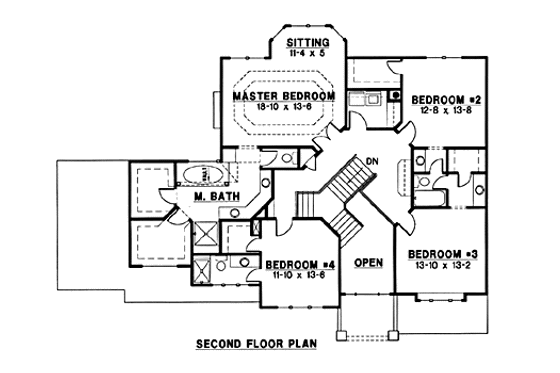 Floor Plan - Upper Floor for Modern House Plan #67-158 - 4 bed, 4 bath