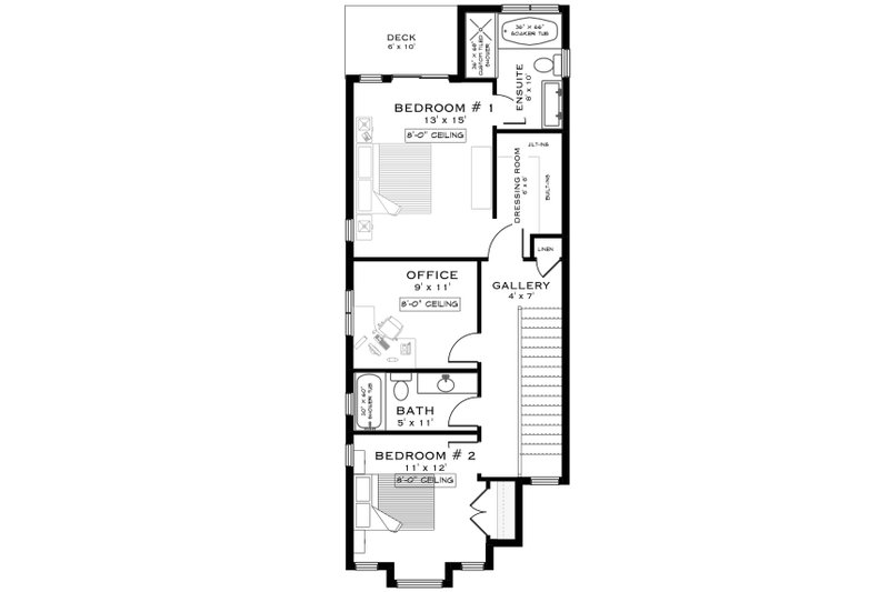 Architectural House Design - Floor Plan - Upper Floor for Contemporary House Plan #1101-27 - 2 bed, 2.5 bath