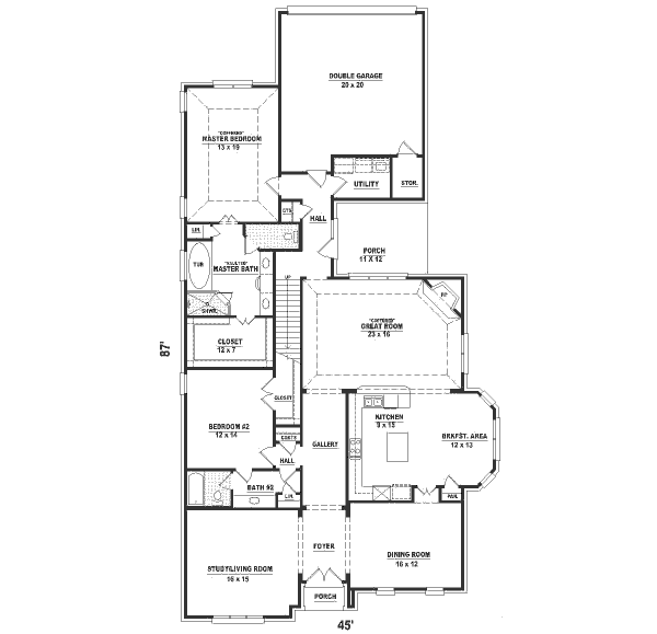 European Style House Plan - 4 Beds 4 Baths 3684 Sq/Ft Plan #81-372 ...