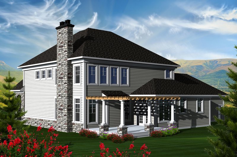 House Design - Exterior - Rear Elevation for Traditional House Plan #70-1143 - 3 bed, 3.5 bath