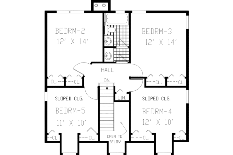 Dream House Plan - Floor Plan - Upper Floor for Farmhouse House Plan #3-214 - 5 bed, 2.5 bath