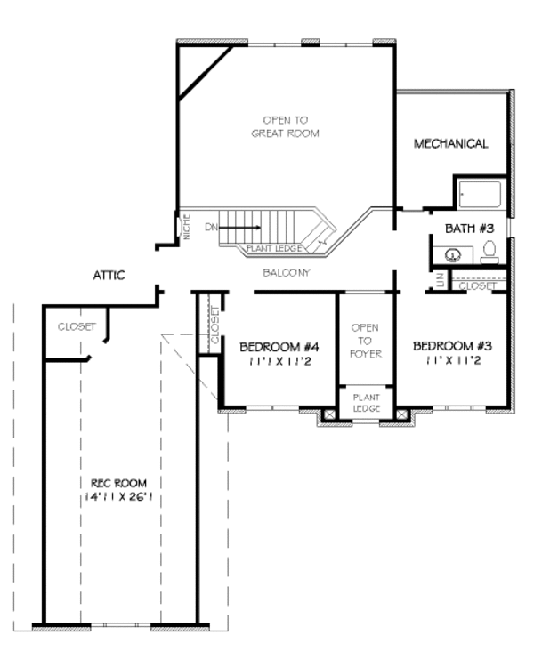 Traditional Floor Plan - Upper Floor Plan #424-288