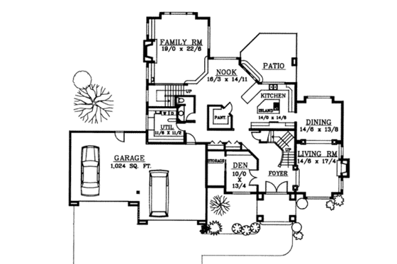 Floor Plan - Main Floor for European House Plan #94-209 - 4 bed, 3.5 bath