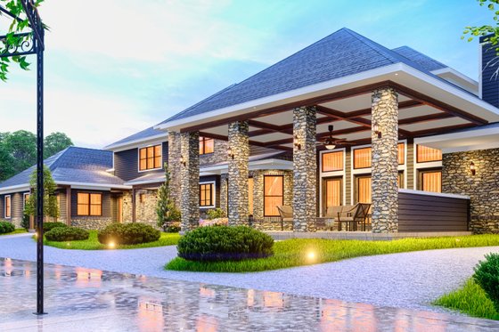 Exterior - Front Elevation 3 for European House Plan #54-586 - 7 bed, 7 bath