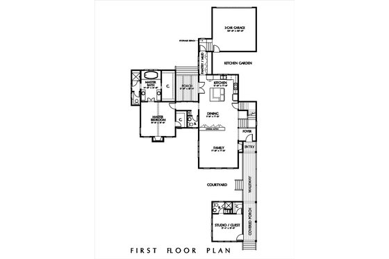 Floor Plan - Main Floor for Cottage House Plan #449-12 - 3 bed, 4.5 bath