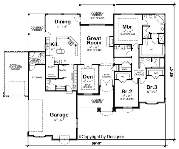Dream House Plan - Floor Plan - Main Floor for European House Plan #20-2128 - 3 bed, 2.5 bath