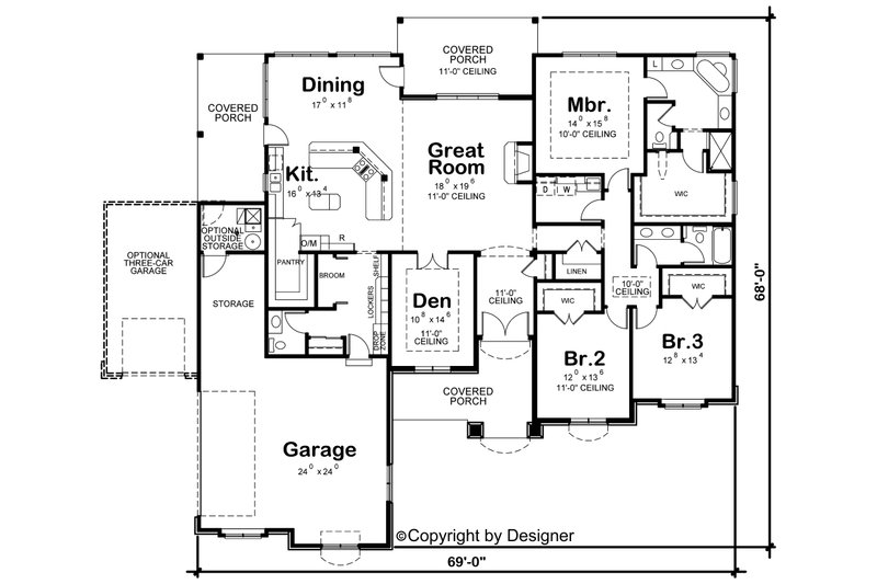 Dream House Plan - Floor Plan - Main Floor for European House Plan #20-2128 - 3 bed, 2.5 bath