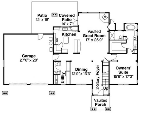 House Blueprint - Craftsman Floor Plan - Main Floor Plan #124-823