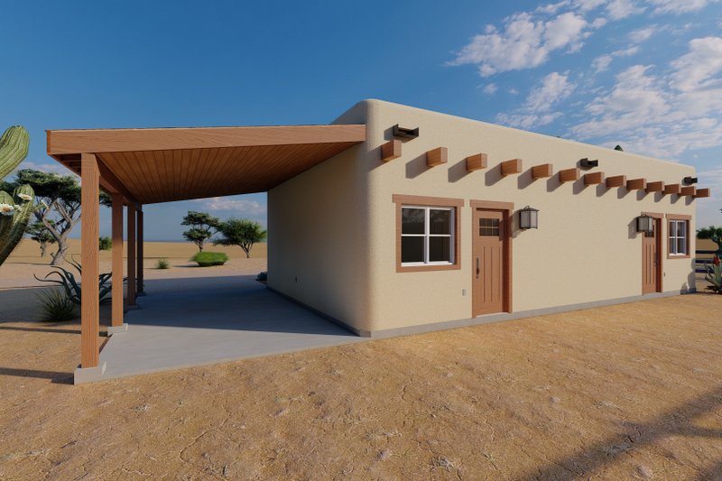 House Blueprint - Exterior - Rear Elevation for Adobe / Southwestern House Plan #126-286, 1 bath