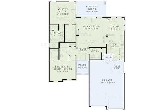 Floor Plan - Main Floor for Traditional House Plan #17-194 - 2 bed, 2 bath