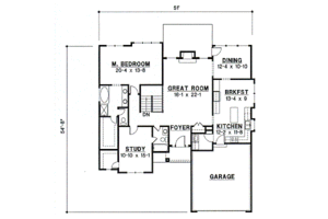 Floor Plan - Main Floor for Traditional House Plan #67-316 - 4 bed, 3 bath