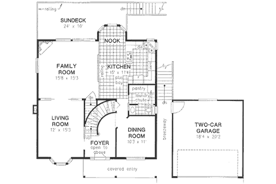 Floor Plan - Main Floor for Traditional House Plan #18-9135 - 3 bed, 1.5 bath
