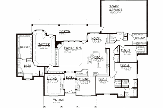 Floor Plan - Main Floor for Country House Plan #62-122 - 4 bed, 3 bath