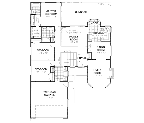 Architectural House Design - Traditional Floor Plan - Main Floor Plan #18-9023