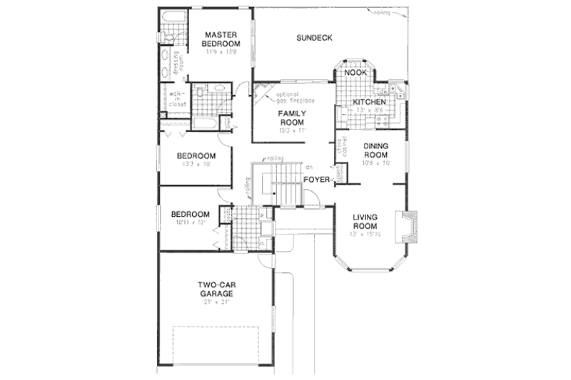 House Plan Design - Floor Plan - Main Floor for Traditional House Plan #18-9023 - 3 bed, 2 bath