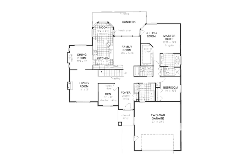 Home Plan - Floor Plan - Main Floor for European House Plan #18-9338 - 2 bed, 2 bath