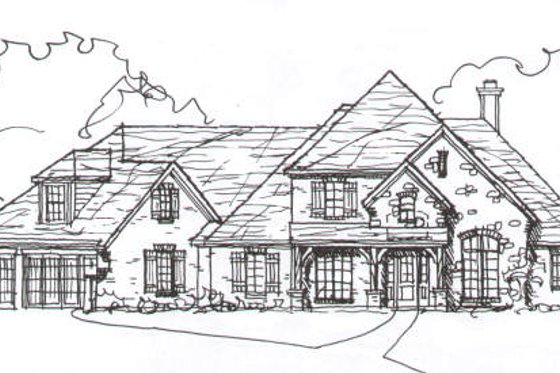 Exterior - Front Elevation for European House Plan #141-213 - 4 bed, 3 bath