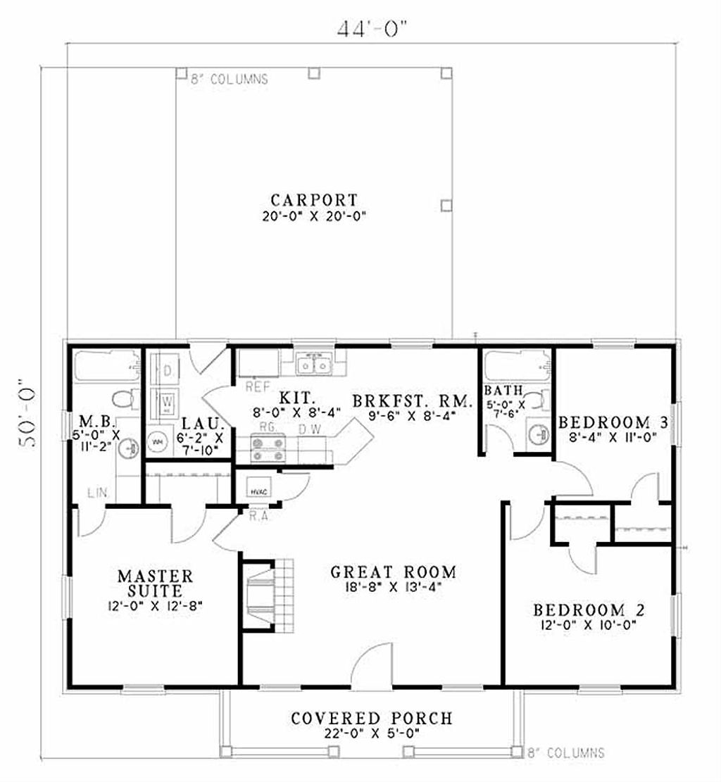 Traditional Style House Plan 3 Beds 2 Baths 1100 Sq Ft Plan 17
