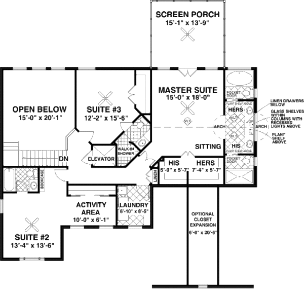 Craftsman Floor Plan - Upper Floor Plan #56-560
