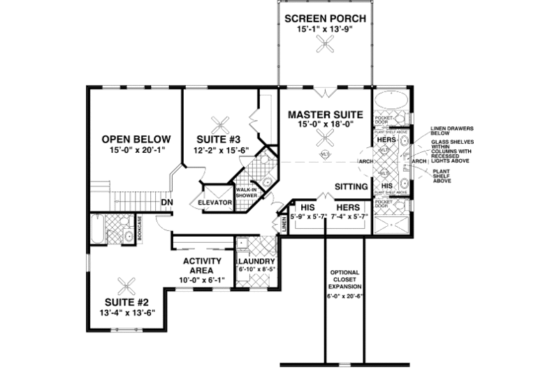Dream House Plan - Floor Plan - Upper Floor for Craftsman House Plan #56-560 - 4 bed, 4 bath