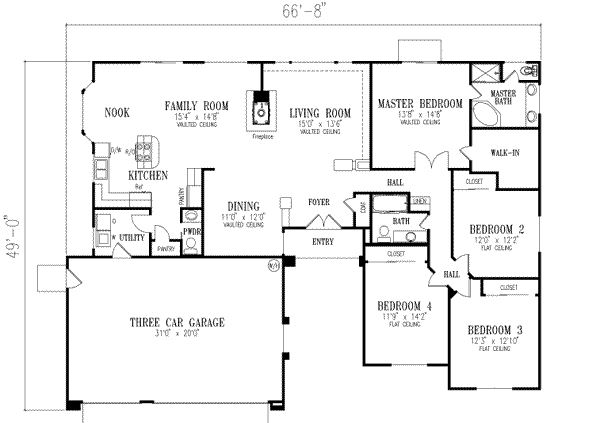 Dream House Plan - Ranch Floor Plan - Main Floor Plan #1-478