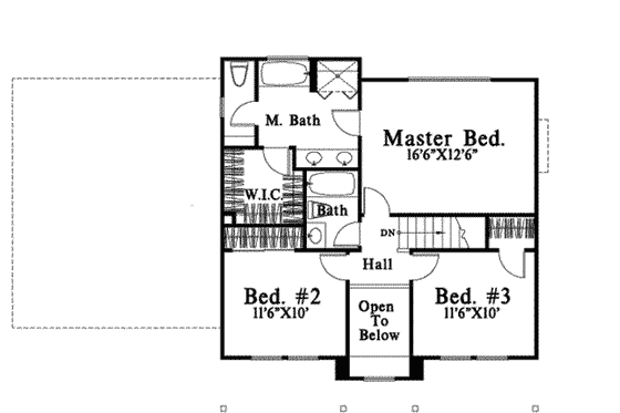 Floor Plan - Upper Floor for Traditional House Plan #78-214 - 3 bed, 2.5 bath