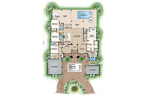 Floor Plan - Main Floor for Mediterranean House Plan #27-502 - 4 bed, 4.5 bath