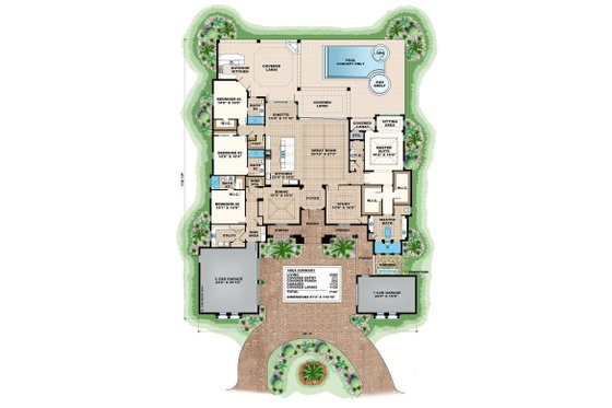 Floor Plan - Main Floor for Mediterranean House Plan #27-502 - 4 bed, 4.5 bath