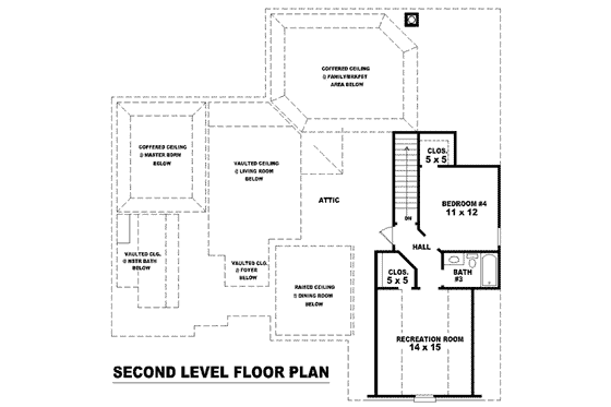 Floor Plan - Upper Floor for European House Plan #81-1539 - 4 bed, 3 bath