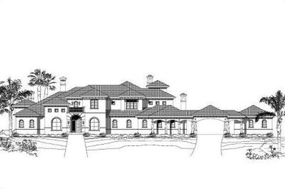 Exterior - Front Elevation for European House Plan #411-381 - 5 bed, 5.5 bath